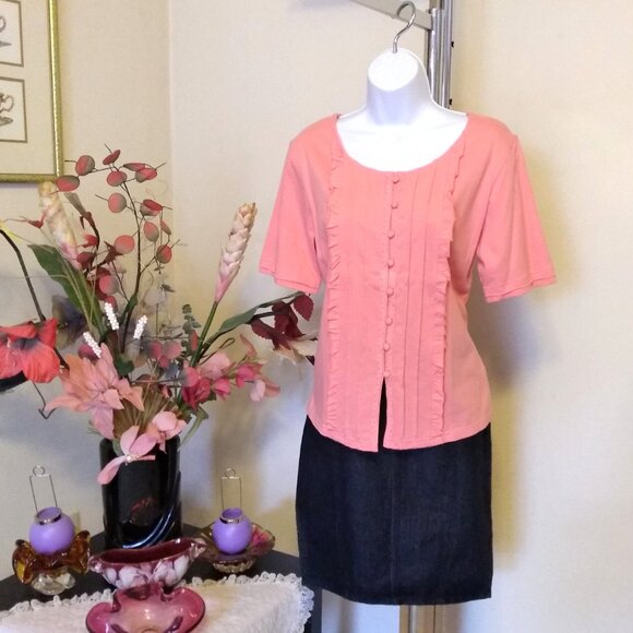 NWT Womens Summer Tunic Tops Short Sleeve Scoop Neck Casual Loose Blouse M 8 10 - Picture 4 of 9